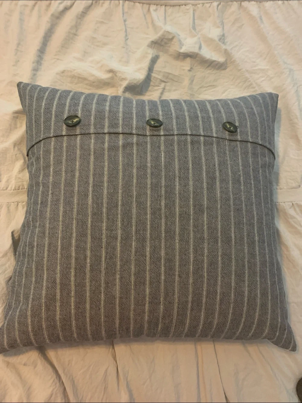 Decorative Edgar Allan Poe Striped Accent Pillow with Lace & Buttons